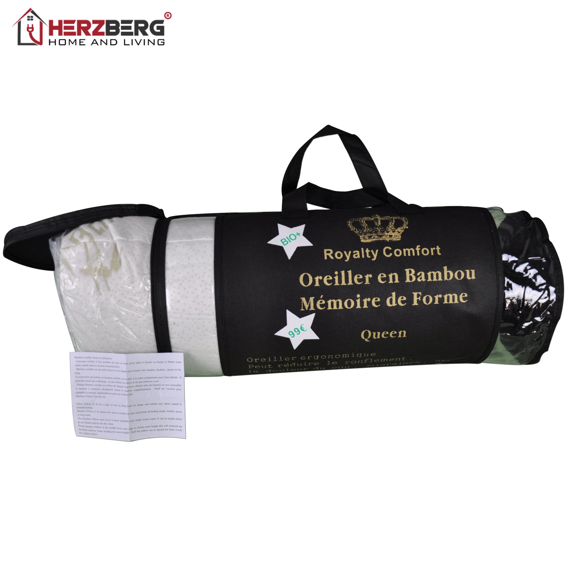 Herzberg Home & Living Royalty Comfort Hg-5076Bm; Bamboo Luxus Pillow 'Queen'